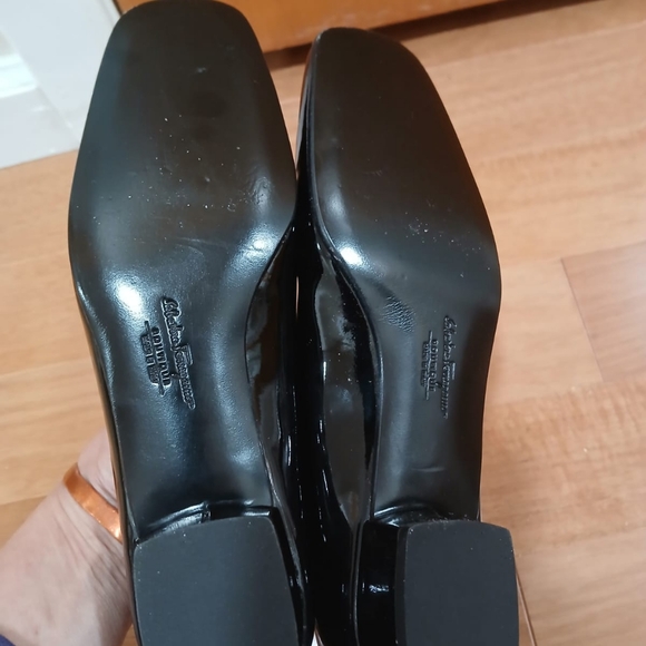 Black SALVATORE FERRAGAMO Labelle Nero Patent calf Leather Crossover 5.5B Shoes - Picture 8 of 12